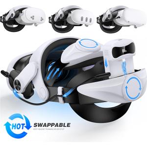 Battery Head Strap for Meta Quest 3/Quest 3s/Quest 2, VR Headset Strap with Soft Padding, Double Adjustment Dials Enhanced Comfort, Extra 3-4Hrs Playing Time