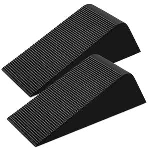 Large Rubber Door Stoppers Wedge for Bottom of Door, Tall up to 2 Inch, 2-Pack Non-Slip Doorstops for Floor, Black Big Sturdy Doorstop for Home Office School Commercial Use