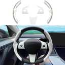 for Tesla 2017-2023 Model 3 and 2020-2024 Model Y Steering Wheel Cover Trim Interior Decoration Protection Accessories (M3/My-White 5pcs)