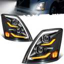 Partsam LED Headlights Assembly Compatible with VNL VN 2004-2017, DOT Approved with Start Animation High/Low Beam Sequential Turn Signal DRL Marker Lights, IP67 6500K