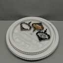 2 Tiered Tray Wooden Serving Stand by Felt Creative Home Goods. Small Shabby Chic Beaded Tray for Home Decor Display Farmhouse Country Decoration Kitchen or Dining. Includes 3 Custom Handles (White)