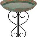 Metal Bird Bath for Outside,Garden Bird Baths for Outdoors,Standing Birdbaths & Birdfeeder with Cast Iron Bowl for Garden Patio Yard Lawn Decor