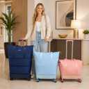 Rolling Duffle Bag with Wheels, Expandable Travel Duffel Bag Carry On Luggage with Detachable Spinner Wheels & Handle, Foldable Weekender Bag Overnight Gym Hospital Bag for Women Men, Black, Large