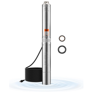 VEVOR Deep Well Submersible Pump, 1.5 HP Output Power, 115V, 31.7 GPM Flow 276 ft Head, with 32.81 ft Cord, Stainless Steel Water Pump, for Industrial, Irrigation, and Home Use, IP68 Waterproof Grade
