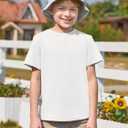 Haloumoning Boys Short Sleeve Shirts Kids Summer Crewneck T-Shirts Casual Tops Tees (White) 150