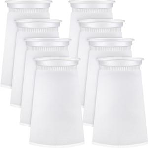 Jecery 8 Pcs 4 Inch Aquarium Filter Socks, 200 m Ring Felt Filter Bags 4 x 8 inches Sump Socks for Saltwater Aquarium Fish Tank Freshwater