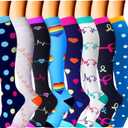 CHARMKING Compression Socks for Women & Men Circulation (8 Pairs) 15-20 mmHg is Best Support for Athletic Running,Cycling (Small-Medium, 01 Navy/Gray/Black/Blue/Navy/Blue)