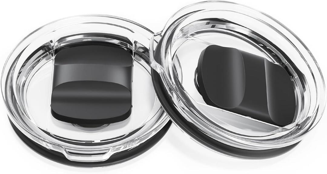 10 oz Wine Tumbler Lid, Replacement Lids Compatible for YETI 6 oz Espresso Mugs, 8 oz Stackable Cup and 10 oz Tumbler, 2 Pack Travel Spill Proof Cup Lids Covers with Magnetic Slider Switch, BPA Free