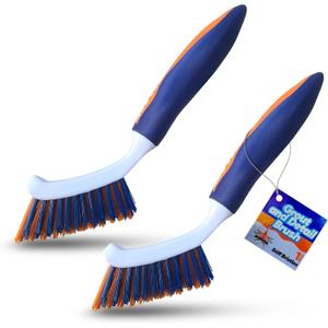 Bring It On Grout Cleaning Brush 2-Pack Crevice Cleaning Brush with Stiff Nylon Bristles, 8-Inch Heavy-Duty Scrub Brush for Tile, Grout, Shower, Bathroom, Kitchen, Corners & Tight Spaces