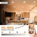 VOLISUN 12 Pack 6 inch Recessed Lighting, 5CCT LED Recessed Light Black, 2700K-5000K Selectable, 13W Eqv 120W, 1080LM Dimmable Canless Wafer Downlight, LED Ceiling Light ETL Certificated