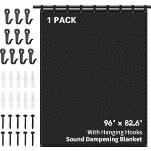 Large Sound Dampening Blanket,96" x 80" Sound Absorbing Studio Blanket,Noise Cancelling Studio Acoustic Blanket Curtain/Light Blocker/Moving Blanket