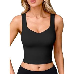 OQQ Womens' Sports Bra Padded with Medium Support Tank Tops Tee Shirts M