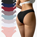 FINETOO Womens Cotton Underwear Sexy Stretch Bikini Panties Low Rise Hipster Ladies Soft V-Waist Cheeky, Size M