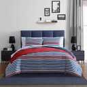 Nautica - Comforter Set, Soft Reversible Bedding with Matching Shams, Striped Home Decor (Kennedy Stripe Navy Blue, Full/Queen) (King)