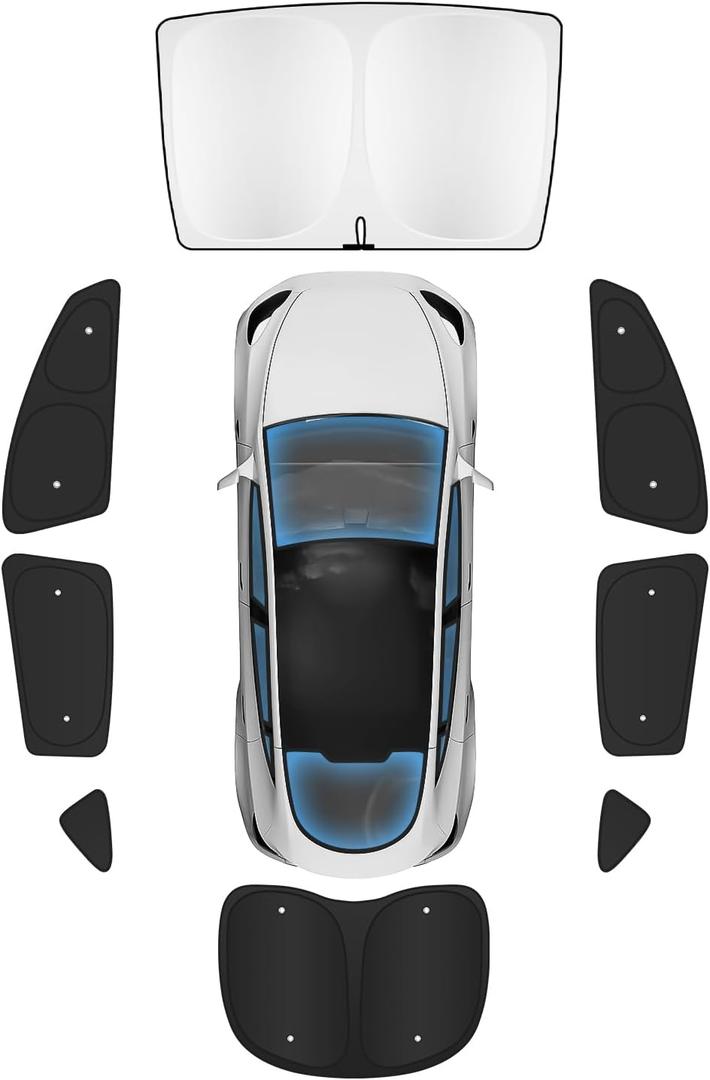 8PCS Windshield Sunshade for Tesla Model 3 (2017-2025), Front & Rear Side Window Privacy Sun Shade Privacy Cover Sun Visor Thermal Insulated Model 3 Accessories