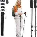 3K Carbon Fiber Trekking Poles - Collapsible, Lightweight Yet Sturdy Hiking Poles with EVA Grip, for Men & Women Hikers (BLACK)