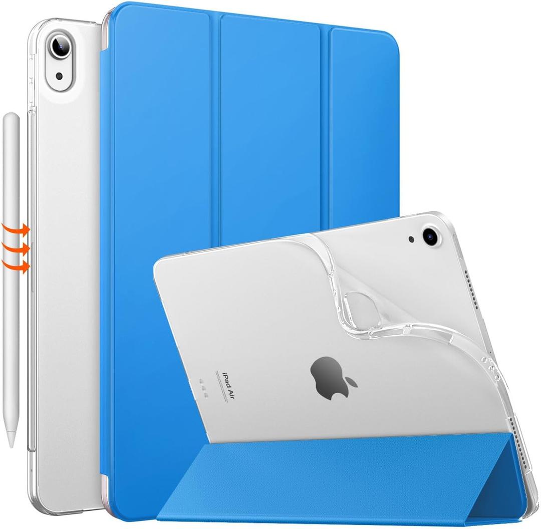 MoKo for iPad Air 11 Inch Case 7th/6th Generation M3/M2 2025/2024, iPad Air 5th/4th Gen 10.9" 2022/2020, Translucent Frosted Soft TPU Back Cover, Slim Protective Cover,Auto Wake/Sleep,Blue Wave