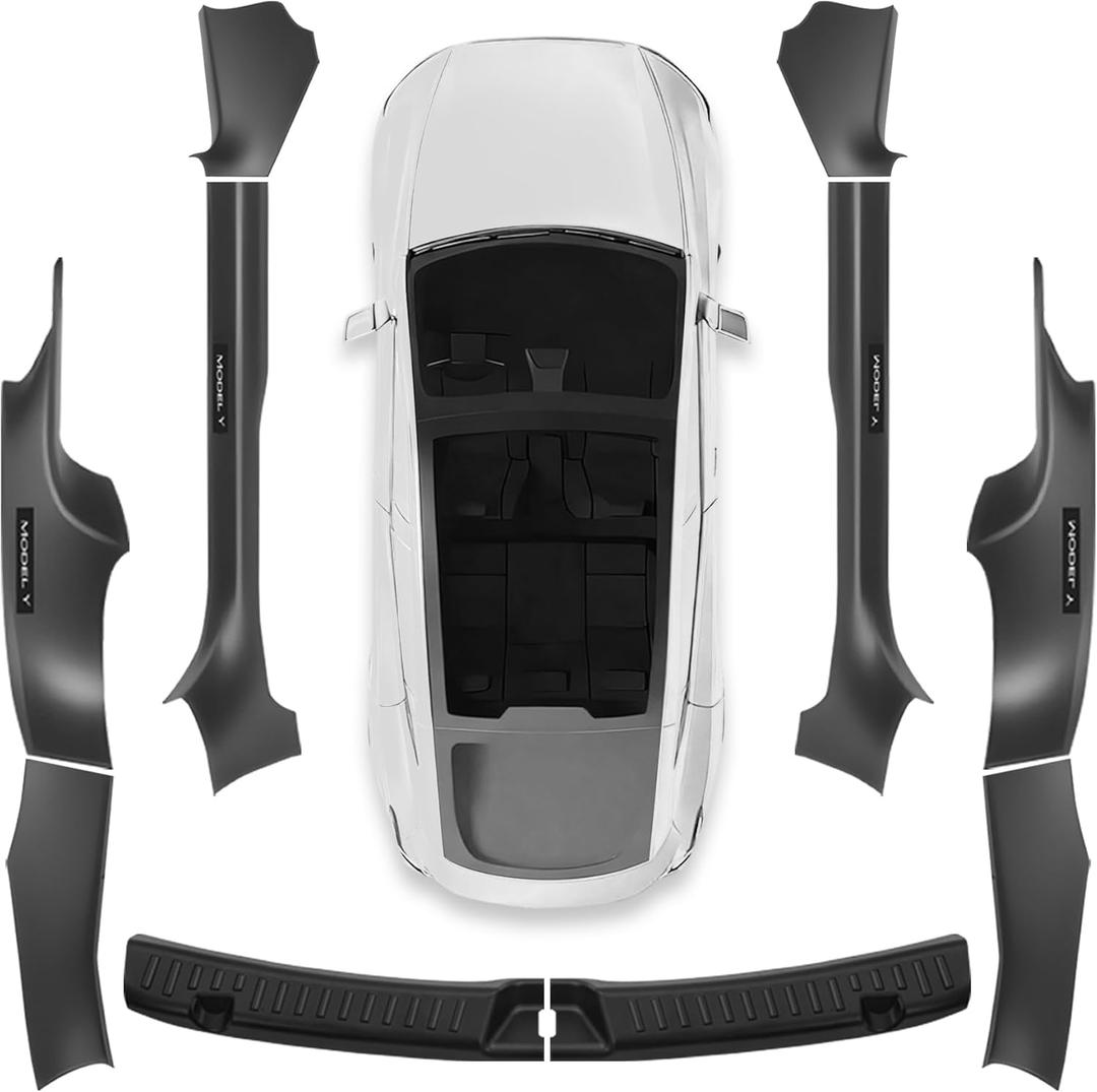 10Pcs for Tesla Model Y Juniper(2025-2026) Matte Black Door Sill Protector with Bumper Guard [Anti-Kick & Keep Clean] Door Sill Guard Cover for Tesla Model Y Juniper Accessories 2025 2026