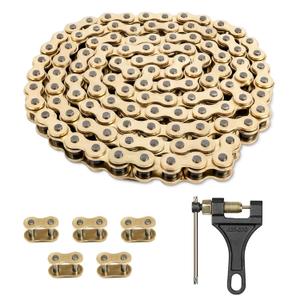 Belleone 520 Gold Motorcycle Chain 112 Links with Chain Breaker, 520 Standard Roller Chain with 5 Connecting Master Links