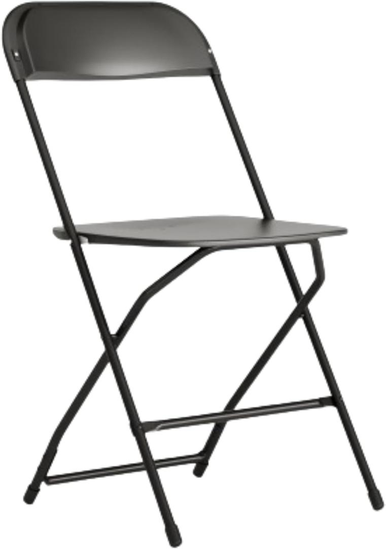 Flash Furniture Hercules Series Plastic Folding Chair - Black - 650LB Weight Capacity Comfortable Event Chair - Lightweight Folding Chair (Single, Black)