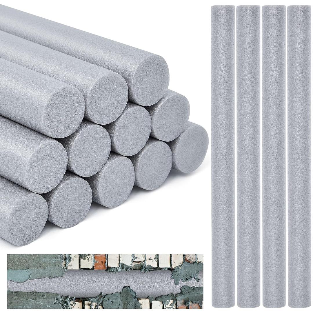 Leyndo 12 Pcs 2" x 25.4" Long Backer Rod Closed Cell Caulking Filler Rope Concrete Crack Filler Expansion Joint Strips Caulk Saver Foam for Joints Crack Filling(Gray)