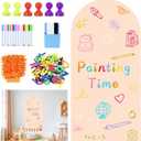 Magnetic Wall Decal Peel and Stick Magnetic Chalkboard Wallpaper in Milk Tea (39.3" x 17.5"), Includes Magnet Letters & Liquid Chalks for Home Playroom Classroom Magnetic Play Wall Decor