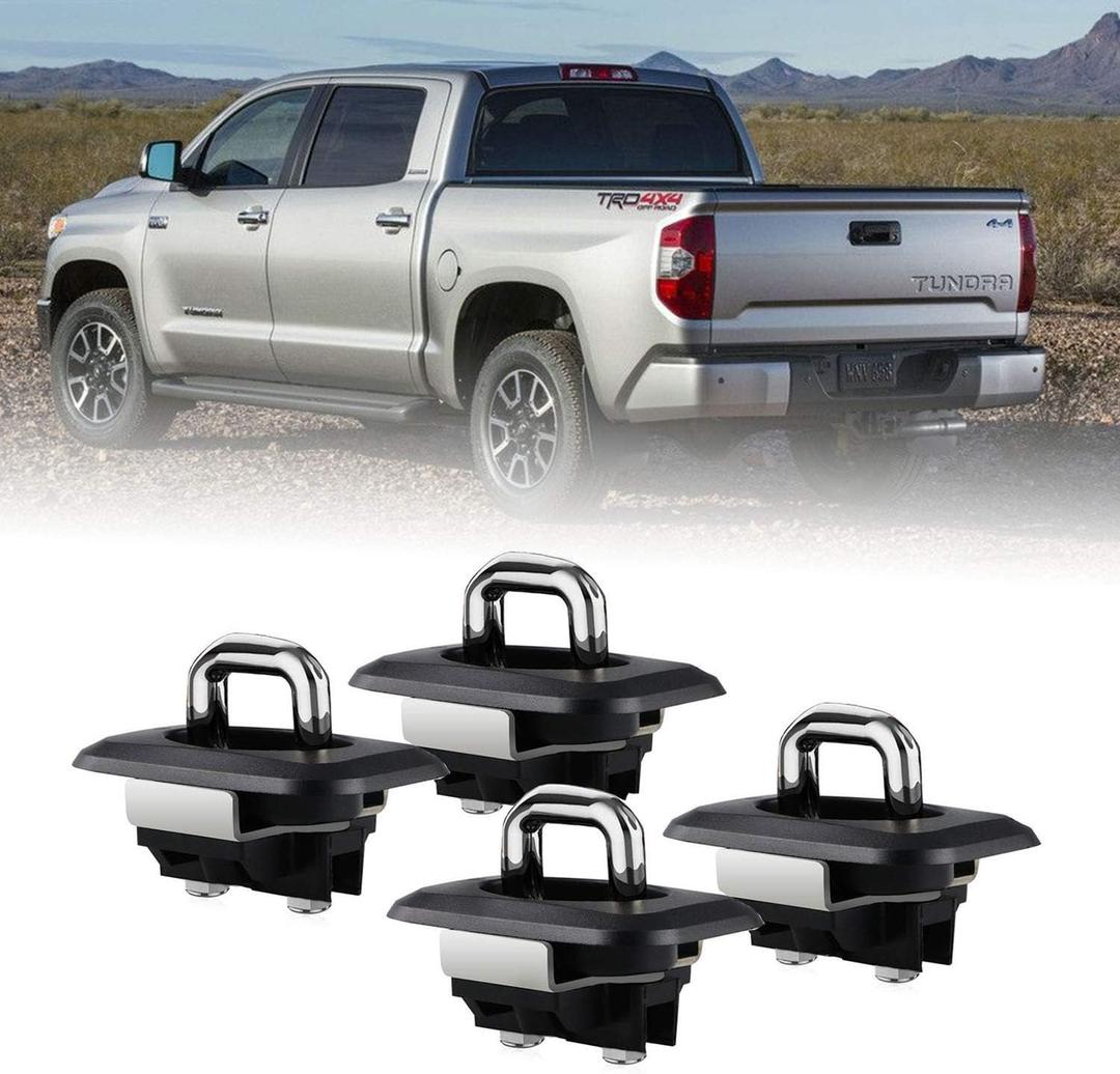 4 Pack Tie Down Anchors Truck Bed Side Wall Anchors for 2000-2013 Tundra Retractable with Different Doors and pop Out Rail Cap Covers