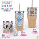 Biddlebee 20oz Insulated Tumbler with Straw and Slider Lids | Cute Stainless Steel Coffee Cup and Water Bottle with Silicone Boot | Gift for Women, Mom or Best Friend | Travel Mug Hot Cold (Desert Dreams)