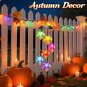 Fall Decor Thanksgiving Decorations Birthday Gifts for Women, Winzwon Solar Lights Outdoor Wind Chimes for Outside Garden Yard Patio Porch Decor Hanging Maple Leafed Halloween Autumn Decorations