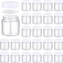 Norme 24 Pcs 4 oz Glass Jars with Lids Leakproof Round Airtight Empty Cosmetic Jars with Inner Liners Lid for Storing Lotions Powder Ointments Candle Making Tins (White,Clear)