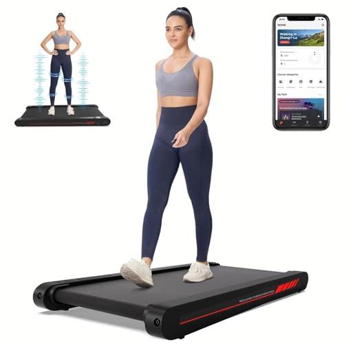 Walking Pad Treadmill with APP, 3 in 1 Under Desk Treadmill, 2.5HP Low Noise Walking Vibration Pad with Remote Control,Portable Treadmills for Home Office, Red (Batteries Are Not Included)