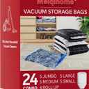 Vacuum Seal Bags for Clothing Travel & Home Storage, travel vacuum bags with pump, Store Blankets, Comforters, Pillows, Seasonal Clothes Compactly,24 Pack With Electric Pump