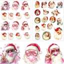 2 x Santa Stickers for Envelope Seals Cards Making Crafts, Santa Face Holiday Large Christmas Stickers for Gift Bags Label Card Baked Goods Presents Bag (santa155)