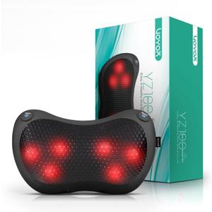Shiatsu Neck and Back Massager with Heat - 3D Kneading Deep Tissue Massage Pillow for Lower Back, Shoulder, Calf, Foot, Use at Home, Car, Office YZ100 (Black)