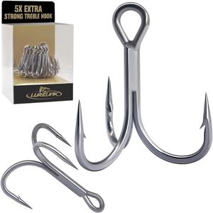 Fishing-Treble-Hooks-5X-Extra-Strong-Heavy-Duty Ultra Anti-Rust Bulk Hooks for Saltwater and Freshwater Fishing Sizes 5/0 to #8