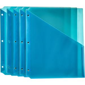 Amazon Basics Binder Organizer Poly Jacket, 3 Hole Punch, Pack of 25, Assorted Colors, 9.3 x 11.2 inches