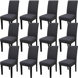 Stretch Dining Room Chair Covers Set of 12 Removable Washable Chair Covers for Dining Chairs,Dining Room, Hotel, Ceremony, black