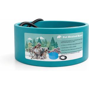 Pet Heated Bowl, Teal, Automatic Temperature Control, Freeze Protection, Dry and Overheat Protection