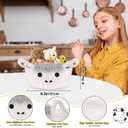 Highland Cow Basket for Nursery, Small Gift Basket, White Round Woven Cotton Rope Storage, Baby 0rganizer with Ears Handles, Blanket Towel Decor Empty Storage Bins,8.2 x 4.7 in