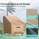 Patio Chair Covers for Outdoor Furniture Waterproof 2 Pack, Lawn Chair Covers 600D Heavy Duty Oxford Cloth, Large Covers for Lounge Lawn Deep Seat 32" W x 37" D x 36" H-Brown
