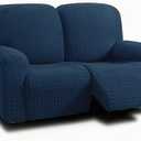 ULTICOR Reclining Loveseat Slipcover, 48" - 65" L, 6-Piece Jacquared Stretch Loveseat Reclining Sofa Covers, 2 seat Loveseat Recliner Cover, Thick, Soft, Washable (Style 2) (Navy)