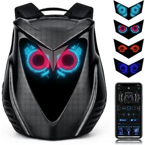 Led Backpack with Programmable Screen, App Control DIY Owl Eyes Laptop Backpack/Travel Backpack/Motorcycle Back Pack Gifts for Men