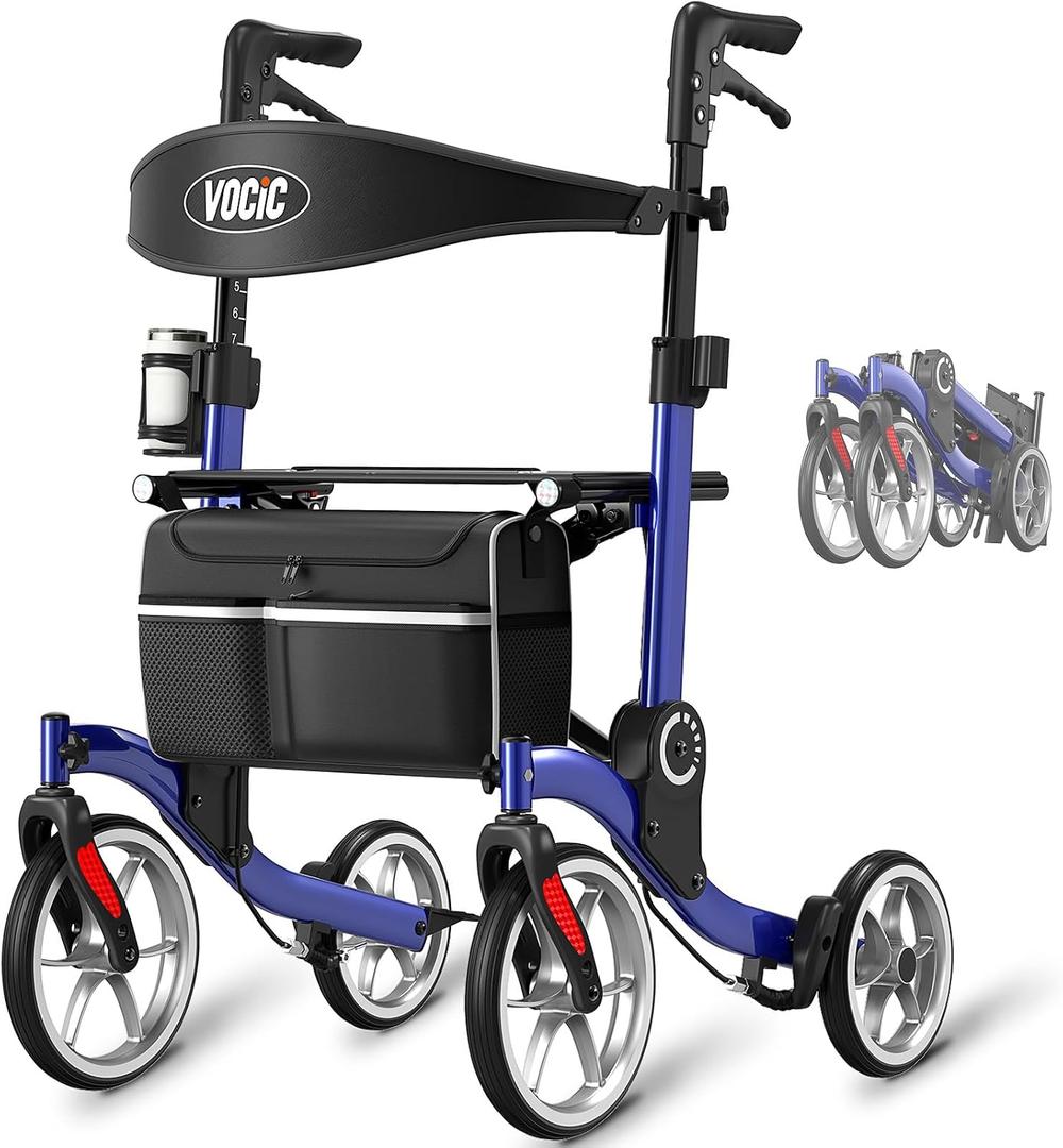 VOCIC Z36 Walker for Seniors with Seat, 15lbs Ultralight, 9.5" Wheels