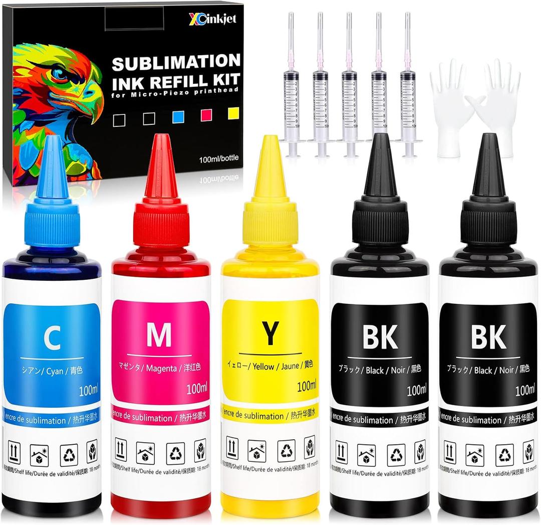 Sublimation Ink Refilled for ET-2800 ET-2803 WF-7210 WF-7720 ET-4700 ET-2760 ET-2850 ET-15000 ET2720 WF7710 ET-4800 ET2650 ET2750 WF2750 WF3620 Printer(BK*2 C*1 M*1 Y*1 All 5 Packs) Sublimation Ink Refilled for ET-2800 ET-2803 WF-7210 WF-7720 ET-4700 ET-2760 ET-2850 ET-15000 ET2720 WF7710 ET-4800 ET2650 ET2750 WF2750 WF3620 Printer(BK*2 C*1 M*1 Y*1 All 5 Packs)