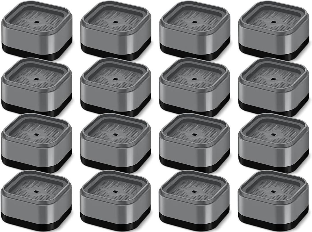 Ecally 16 Pack Furniture Risers Adjustable Bed Risers Desk Leg Risers 1.38" Stackable Heavy Duty Bed Lifts Risers Square Bed Raising Blocks for Mattress Table Leg Desk Chair Couch Sofa Dorm (Gray)
