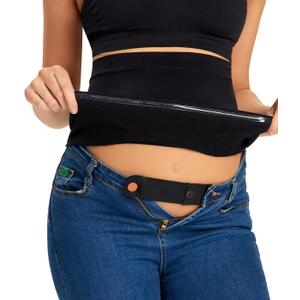 Combination of Maternity Shirts Extenders and Pants Waist Extenders, Seamless Maternity Belly Band (Black, M)