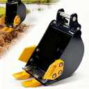 Mini Excavator Bucket 200mm with 0.98in Hole & 3.54in Span, 7.87in Trench Digger with Metal Teeth for 0.8-1.8 Ton Excavators, Digging Bucket with Manganese Steel Attachment (200mm/7.87inch)