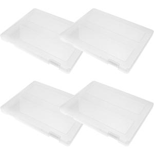 4-Piece Portable A4 File Storage Box Set Document Organizer Lids for Office Supplies Scrapbooking and Magazine Storage