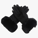 Women Winter Warm Suede Leather Glove Faux fleece Thick Driving Gloves, Medium 