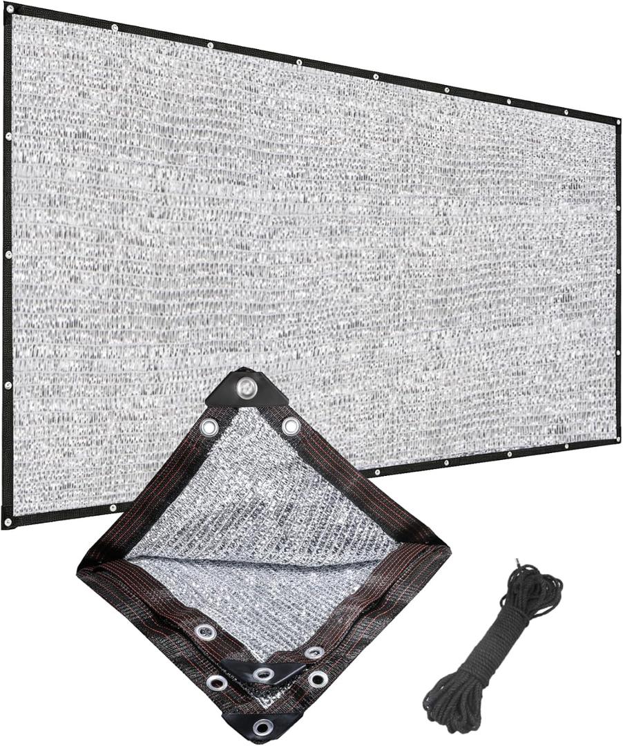 Aluminum Foil Shade Cloth, 90% Shading 13 Ft x 16 Ft Sturdy Durable Sunblock Shade Mesh with Grommets, Outdoor Blinds, Dog Kennel Shade Cover, for Patio Plants Greenhouse Cover, Chicken Coop Porch